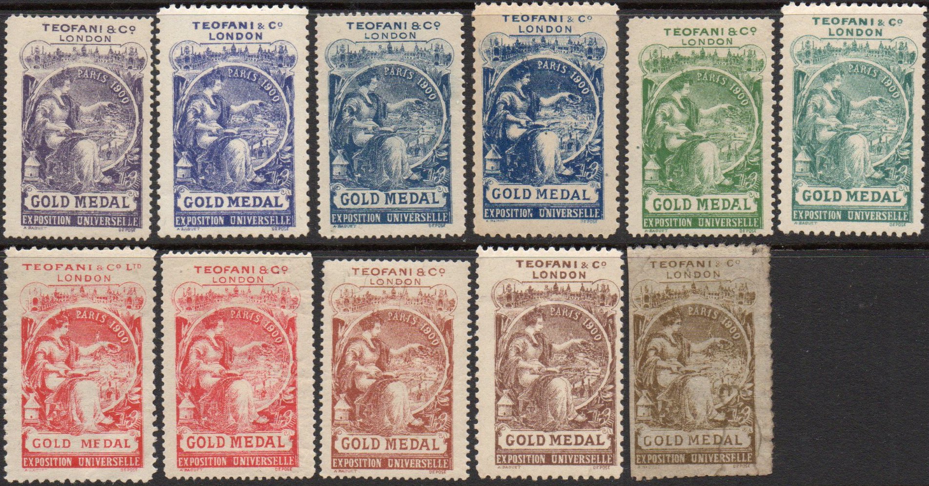 Vignettes / Cinderellas Paris Expo 1900 : Gold Medal Winner Teofani & Co, London, tobacco importers.